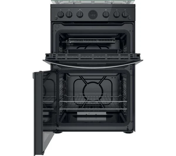Indesit ID67G0MCB/UK - 60cm Black 4 Zone Gas Cooker - A/A energy - Image 3