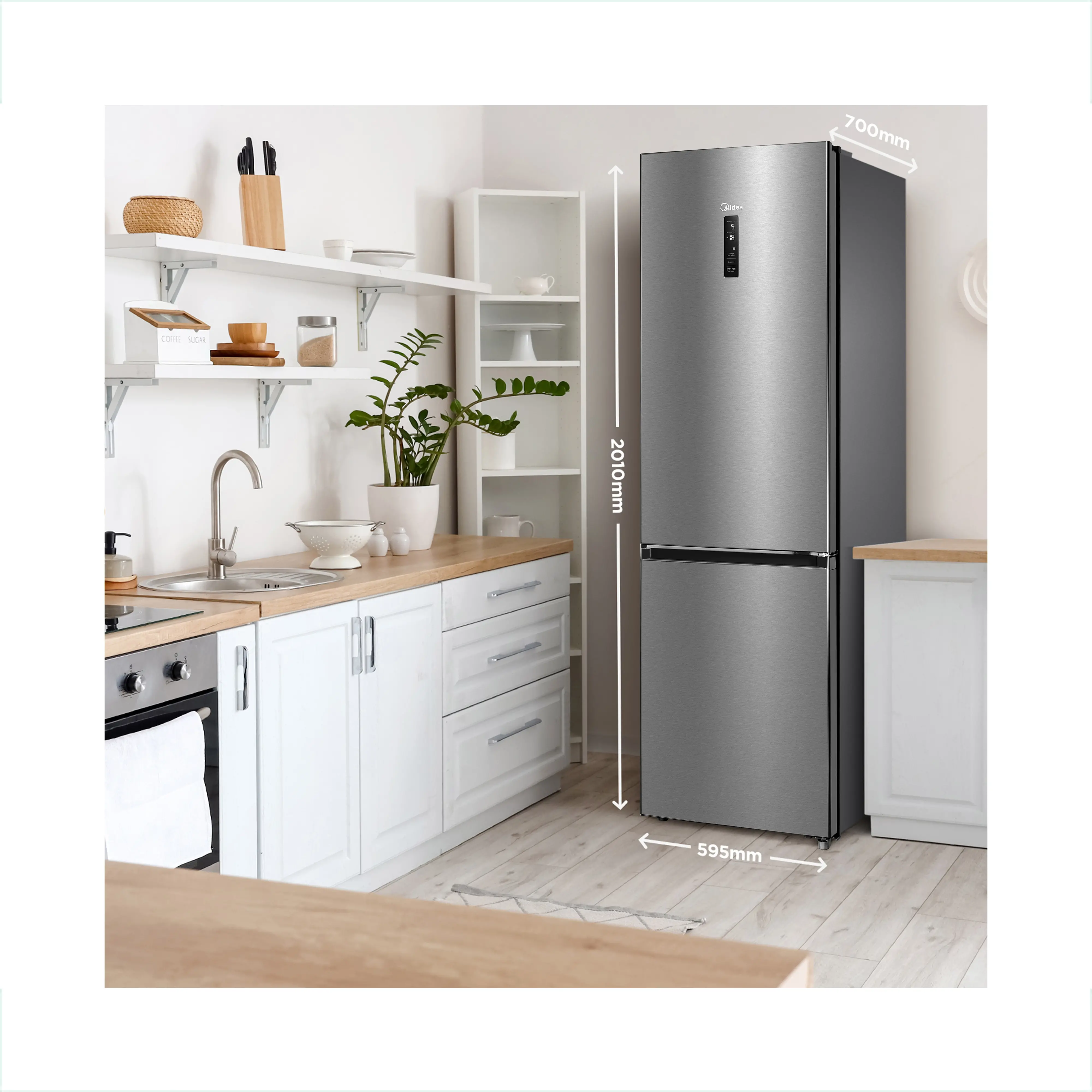 Midea MDRB521MGB02 - Inox Fridge Freezer - 310L Total Capacity - B Energy Rating - Image 5