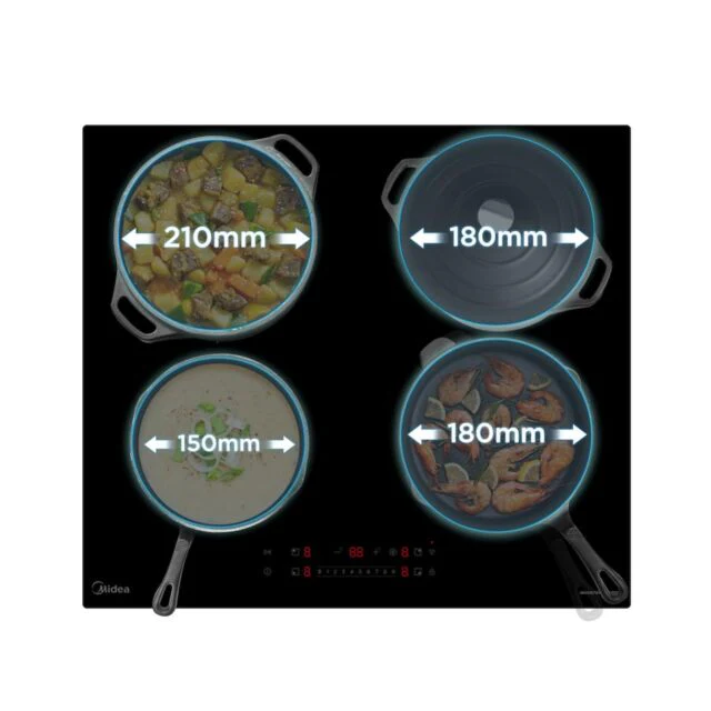 Midea MIH744E325GK - Black 60cm Induction Hob - 4 Zones - Built-In - Image 6