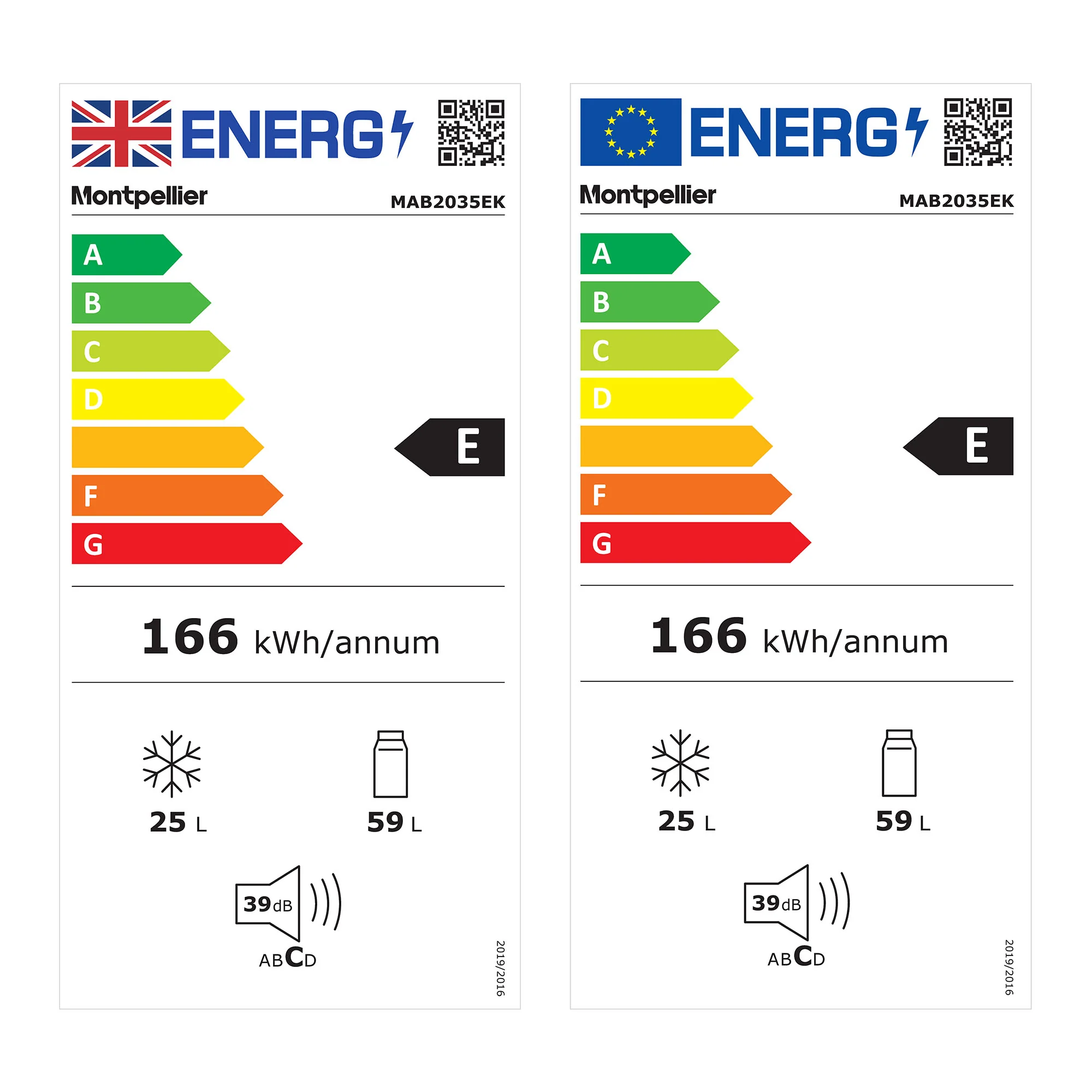 Montpellier MAB2035EK - Black Undercounter Fridge Freezer - 84L Total Capacity - E Energy Rating - Image 8