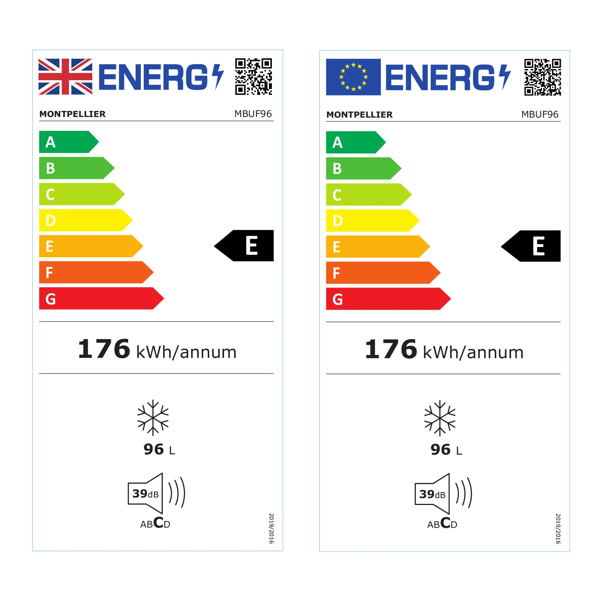 Montpellier MBUF96 - White Integrated Undercounter Freezer - 96L - E Energy Rating - Image 9