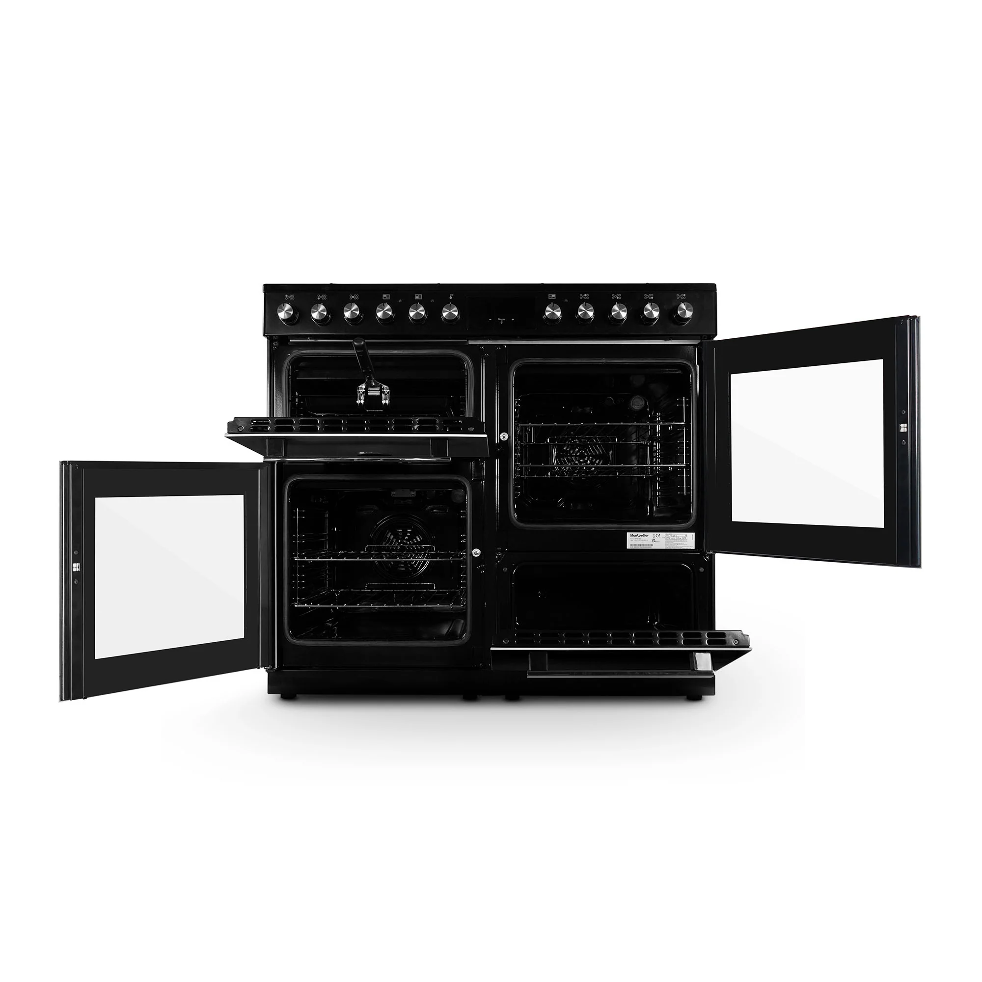 Montpellier MDFRC100K - Black Dual Fuel Range Cooker - 7 Gas Burners, 2 Ovens, 100cm Width - Image 2