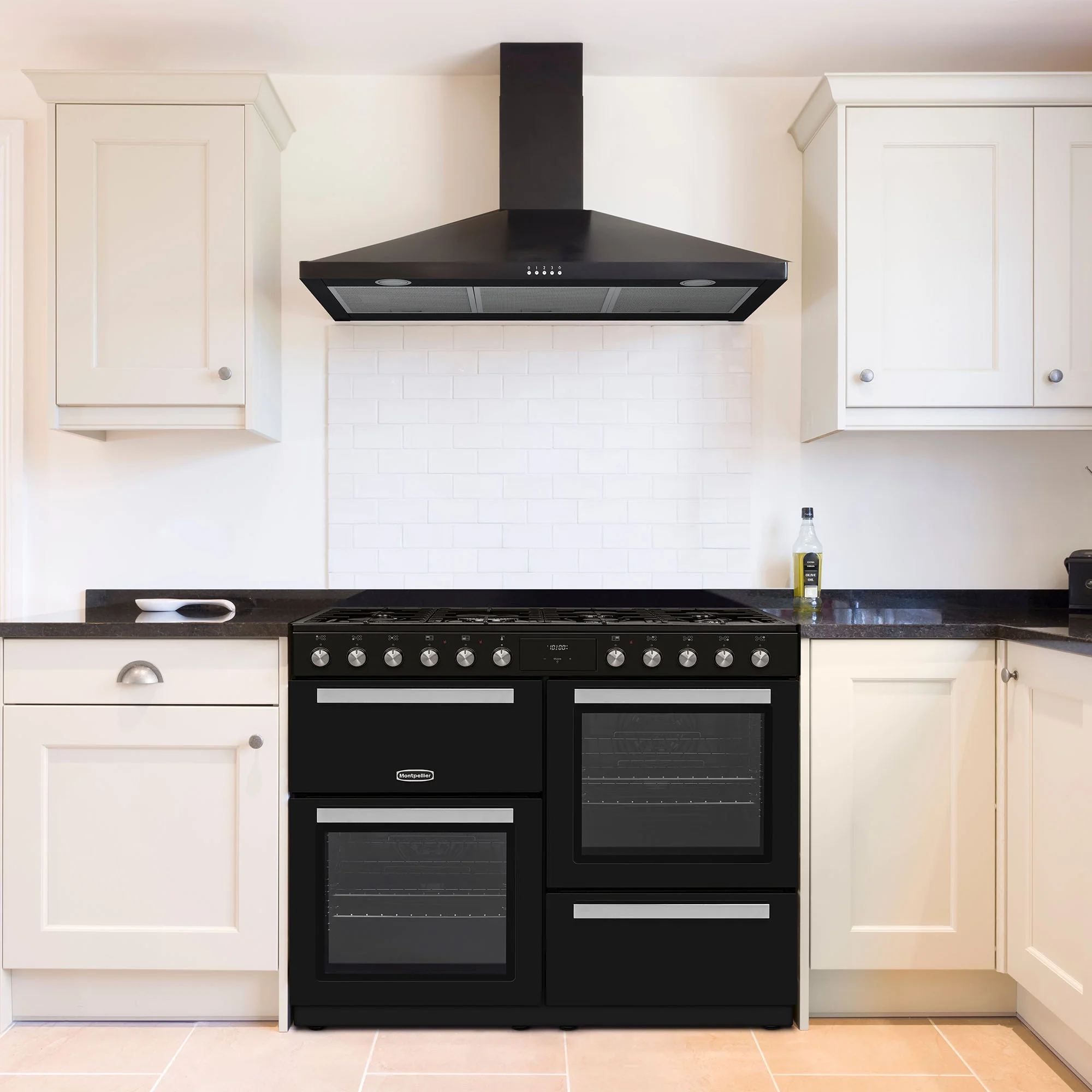 Montpellier MDFRC100K - Black Dual Fuel Range Cooker - 7 Gas Burners, 2 Ovens, 100cm Width - Image 5