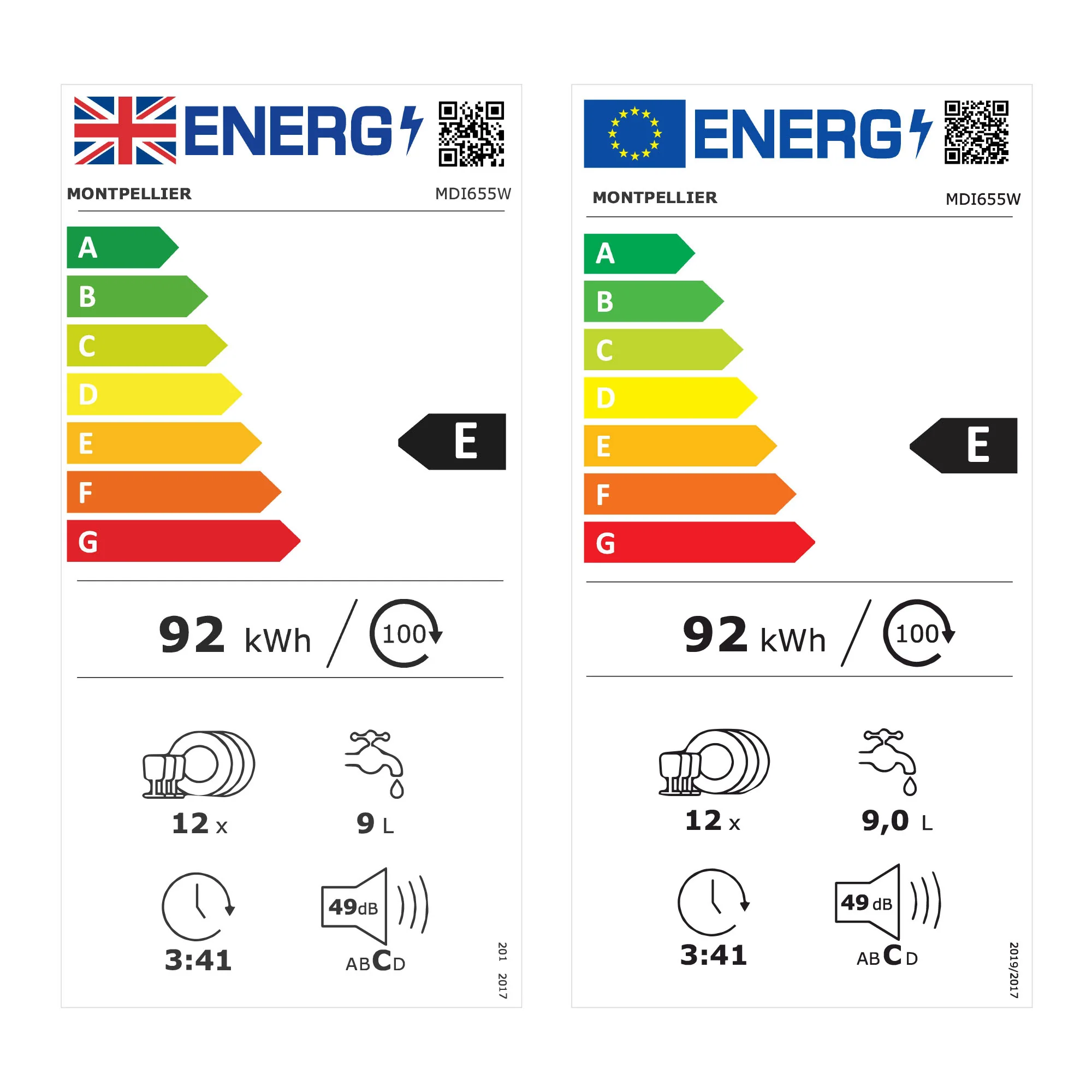 Montpellier MDI655W - White Semi Integrated 12 Place Settings Dishwasher - E energy - Image 4