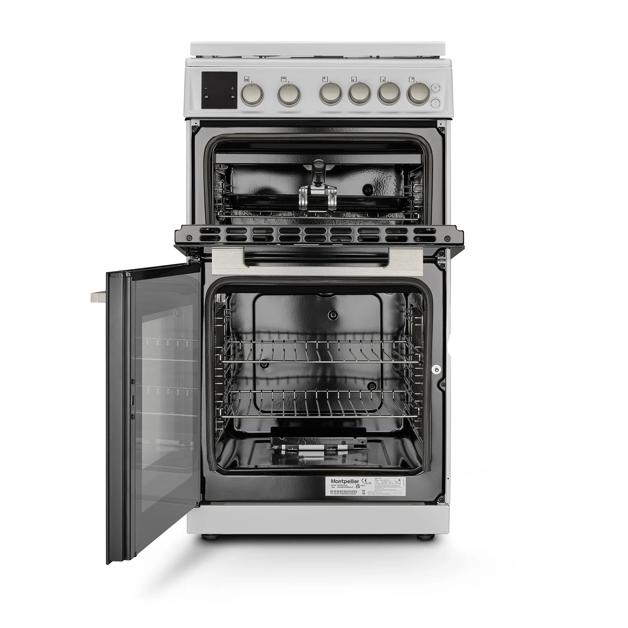 Montpellier MDOG50LW - White 50cm Double Gas Cooker - 56/24L Capacity - A+/A Energy - Image 2