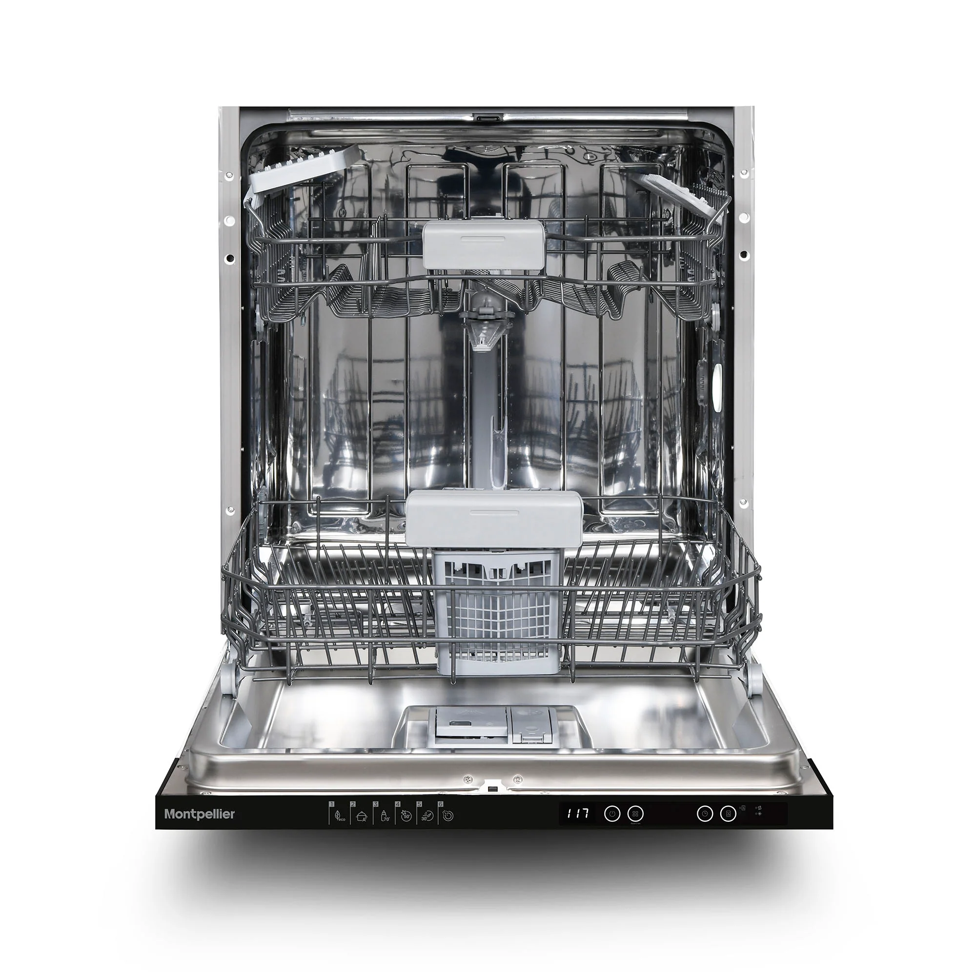 Montpellier MDWBID6064 - White 14 Place Integrated Dishwasher - 6 Programmes - LED Display - D Energy - Image 2