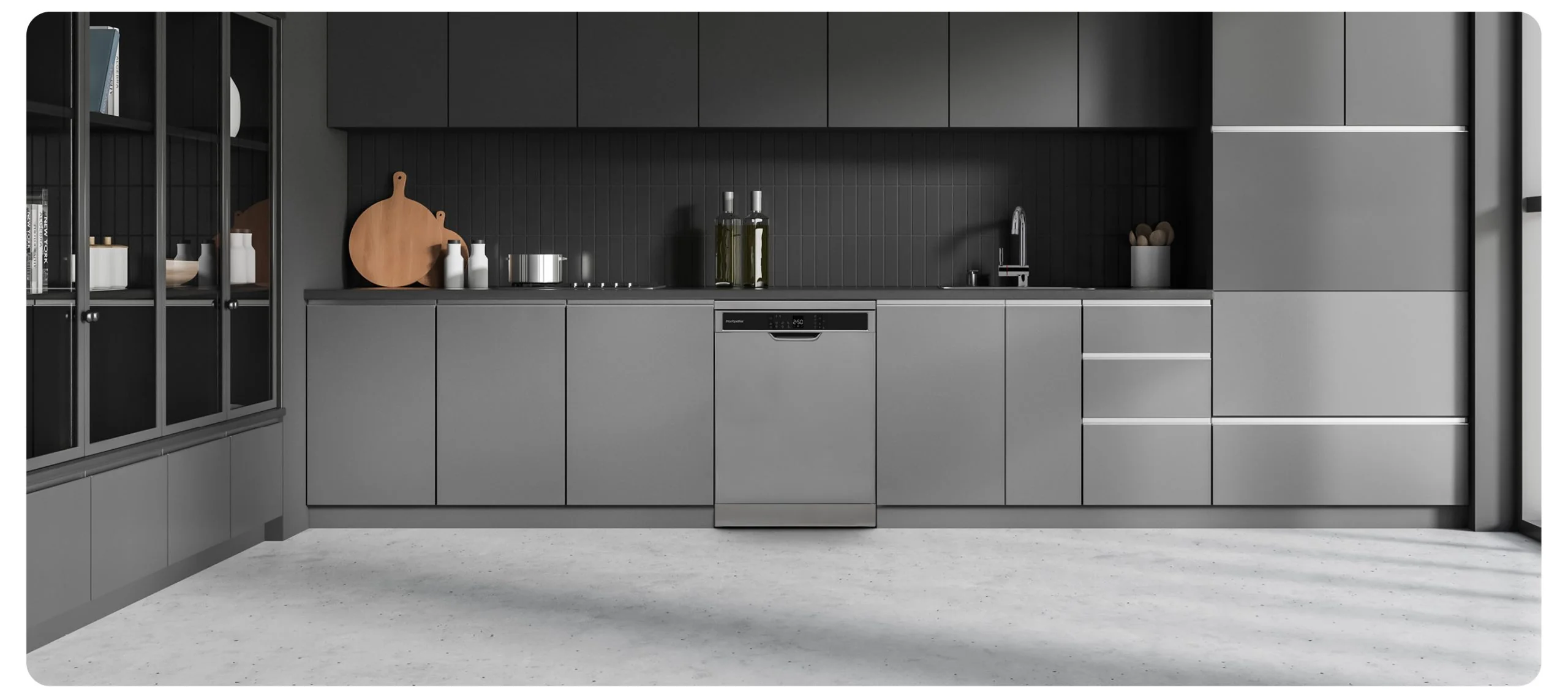 Montpellier MDWD1464S - Silver 14 Place Setting Dishwasher - 6 Programmes - 4 Temperatures - Freestanding - D Energy Rating - Image 4