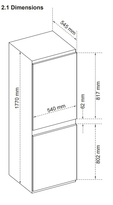Montpellier MIFF505LF - White Integrated Low Frost Fridge Freezer - 244 Litres - E energy - Image 8