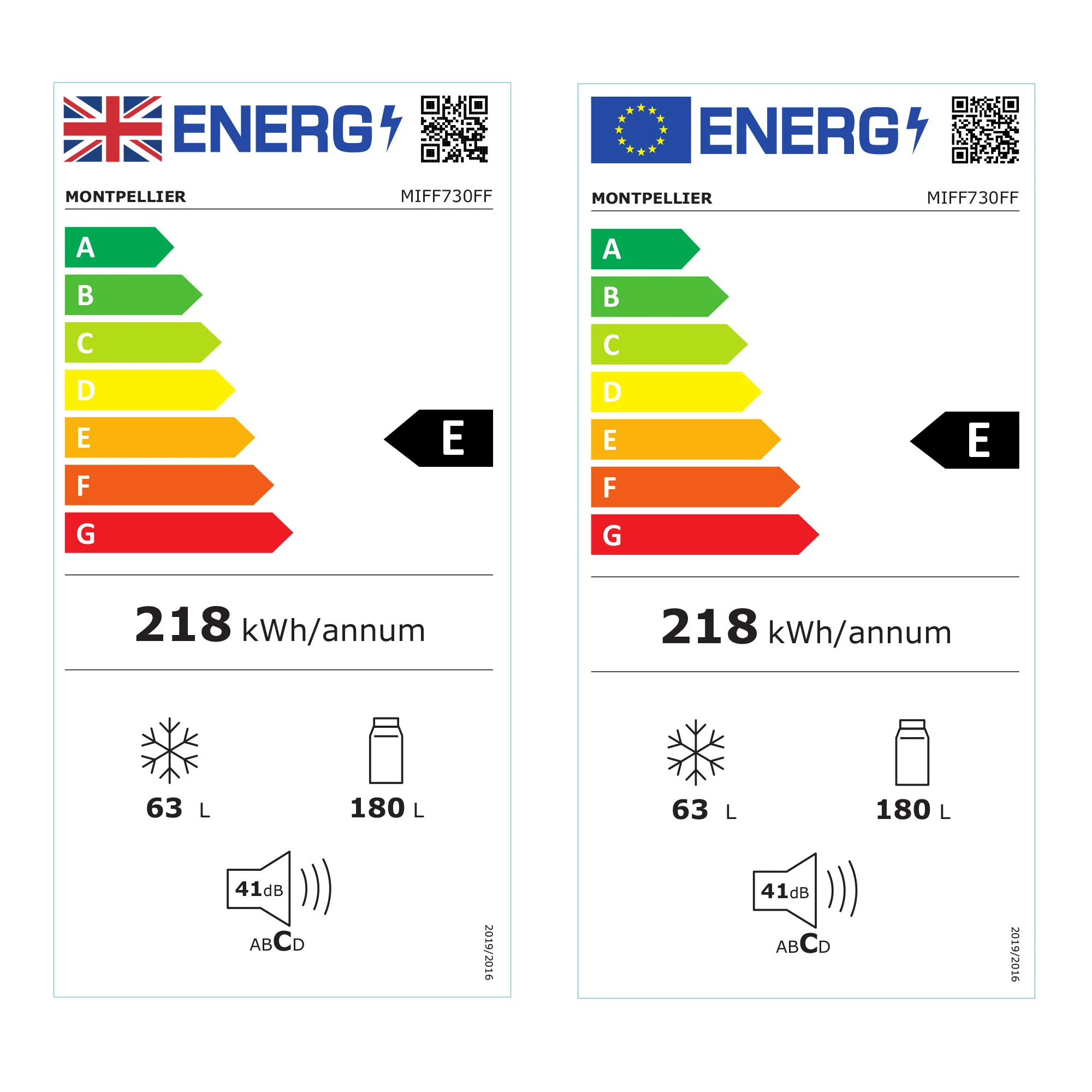 Montpellier MIFF730FF - White Integrated Frost Free Fridge Freezer - 243L Capacity - E Energy Rating - Image 11