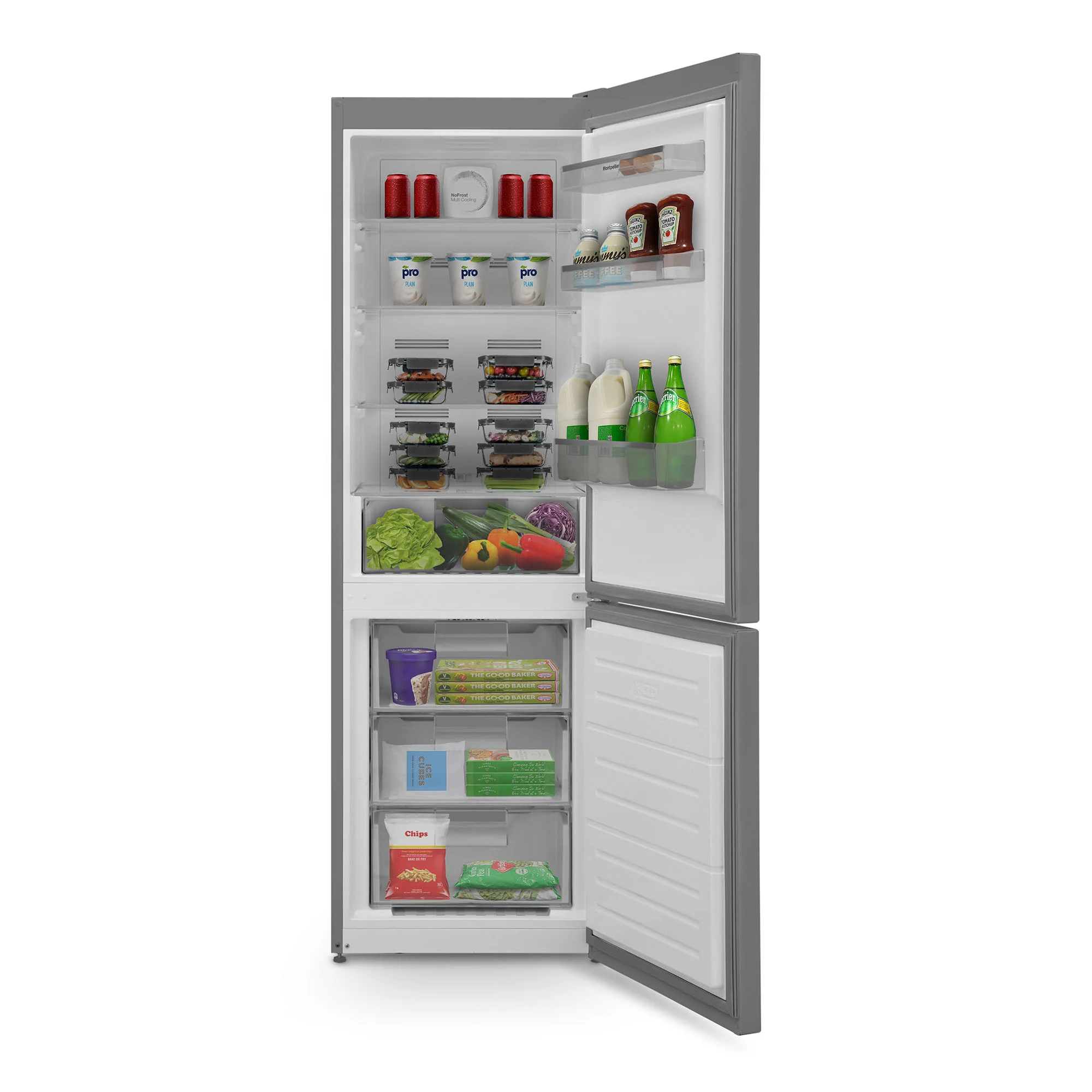 Montpellier MNF1860X - Inox Fridge Freezer - Garage Safe - 295L Capacity - 60/40 Split - E Energy Rating - Image 3
