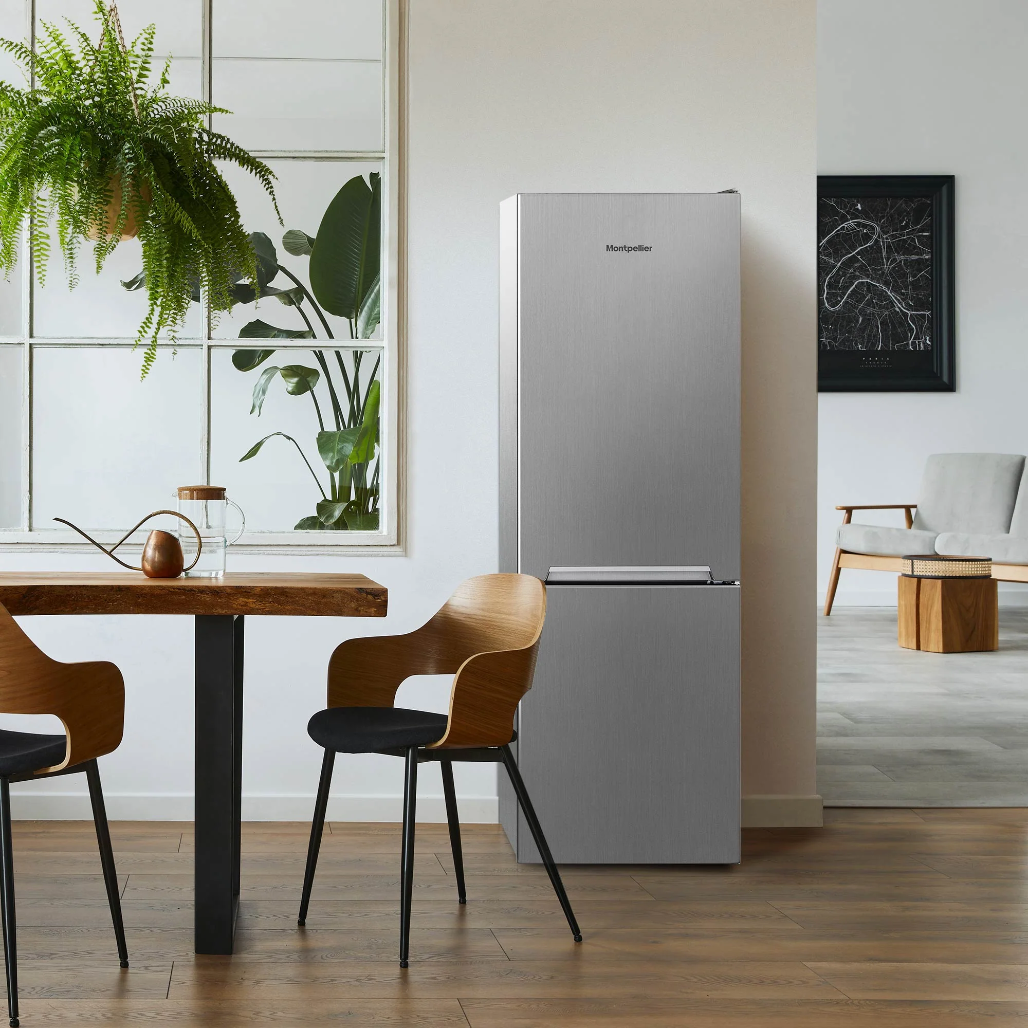 Montpellier MNF1860X - Inox Fridge Freezer - Garage Safe - 295L Capacity - 60/40 Split - E Energy Rating - Image 6