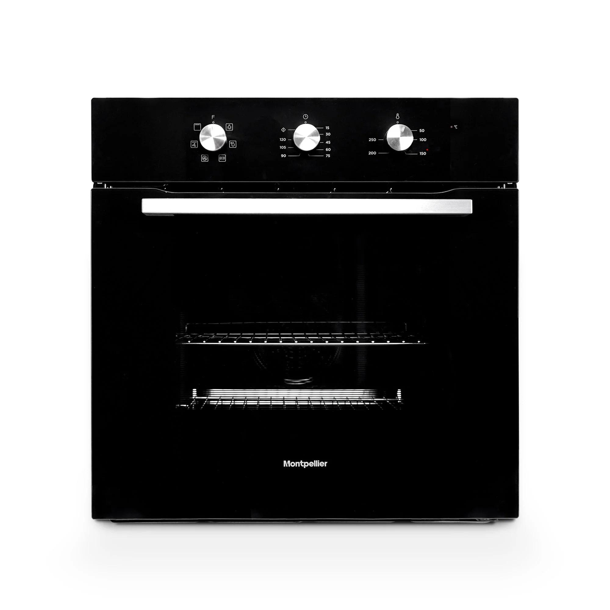 Montpellier MSBFO65B - Black 65L Built-In Single Oven - 5 Functions - Trufan - A Energy
