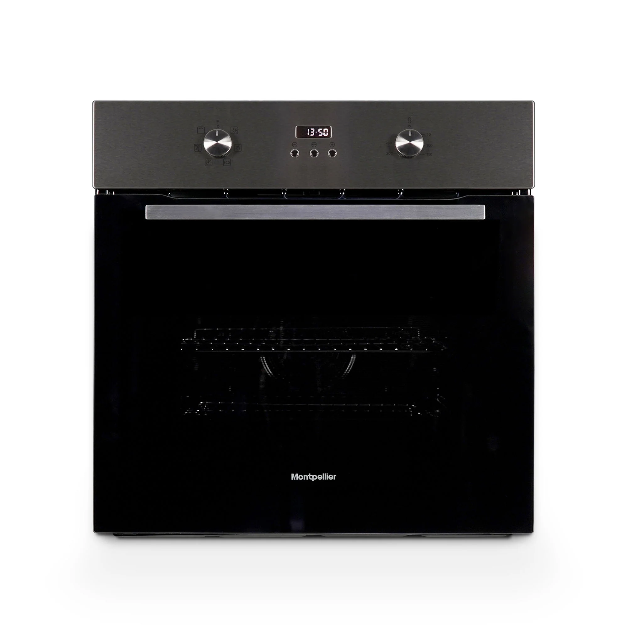 Montpellier MSBFO65SST - Black Glass Door Single Electric Oven - 65L Capacity - Built-In - A Energy