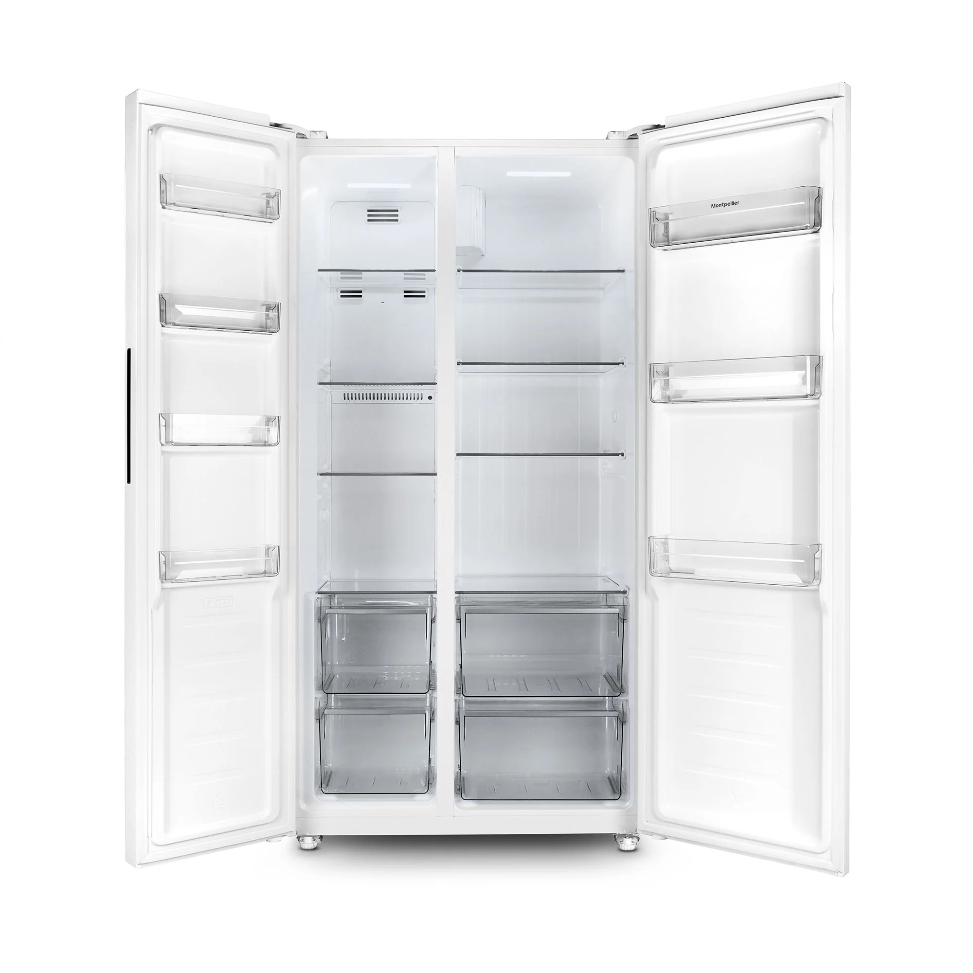 Montpellier MSBS442W - White American Style Side by Side Fridge Freezer - 442L Capacity - E Energy Rating - Image 2