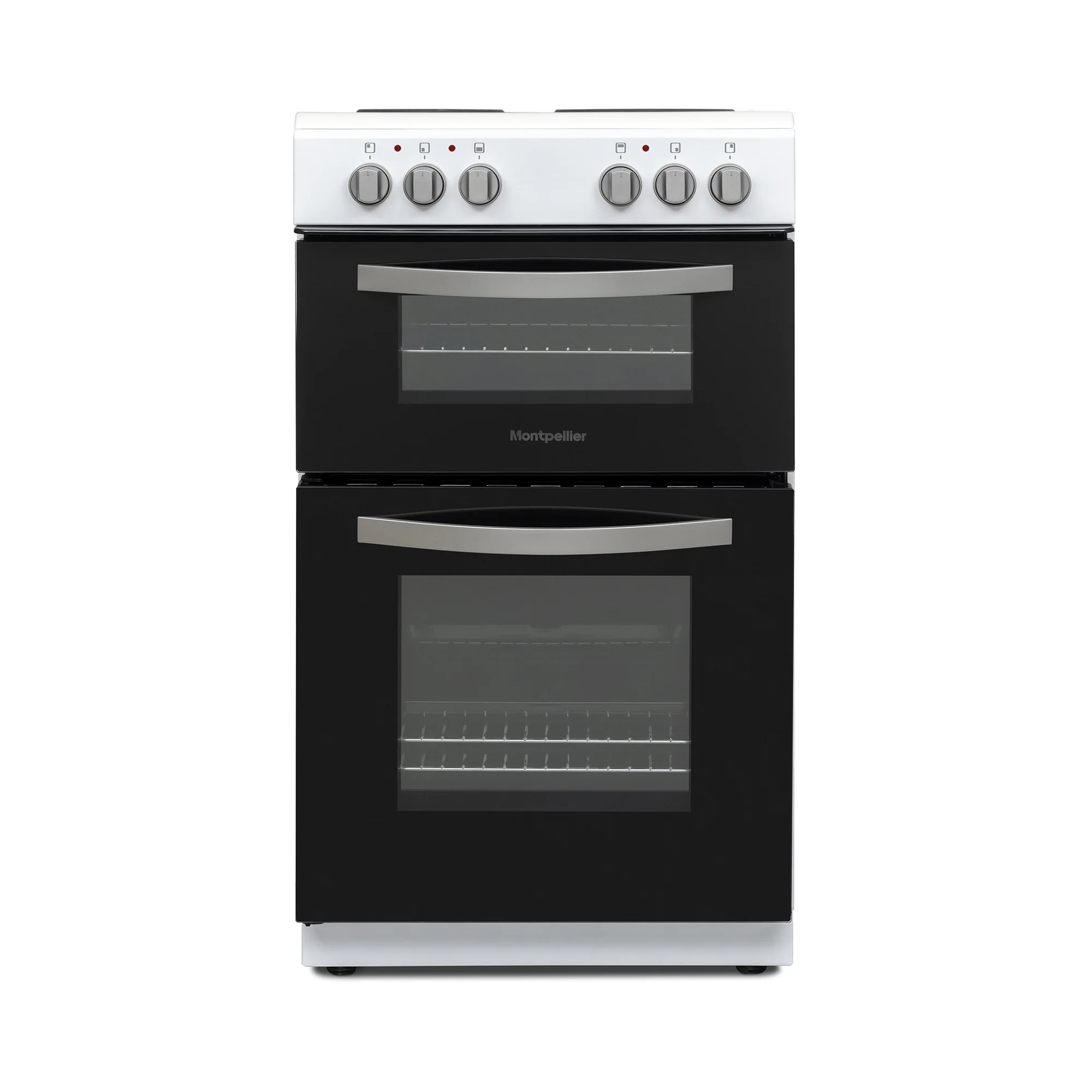 Montpellier MTCE50W - White 50cm Twin Cavity Electric Cooker - Solid Plate Hobs - A Energy