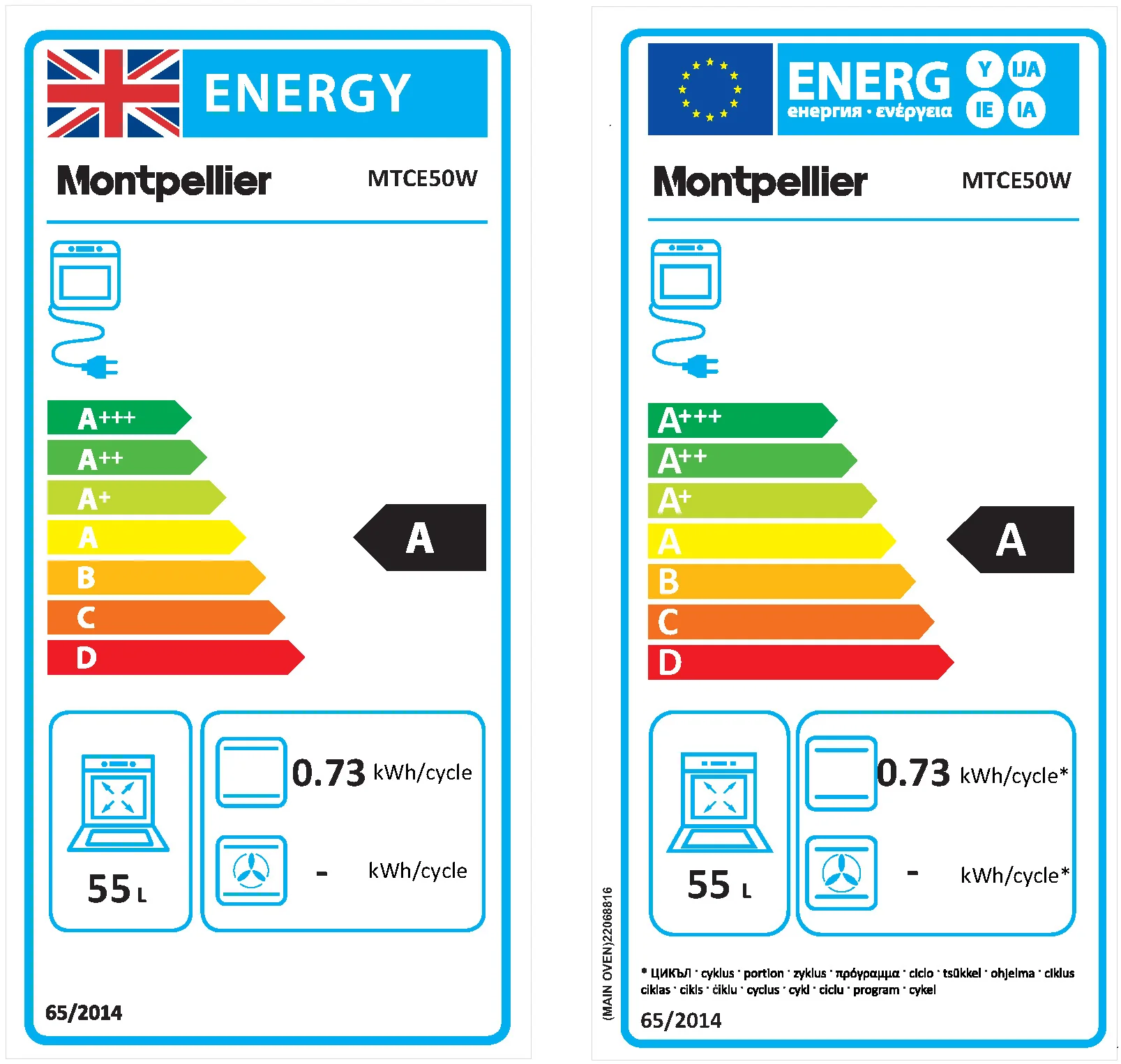 Montpellier MTCE50W - White 50cm Twin Cavity Electric Cooker - Solid Plate Hobs - A Energy - Image 5