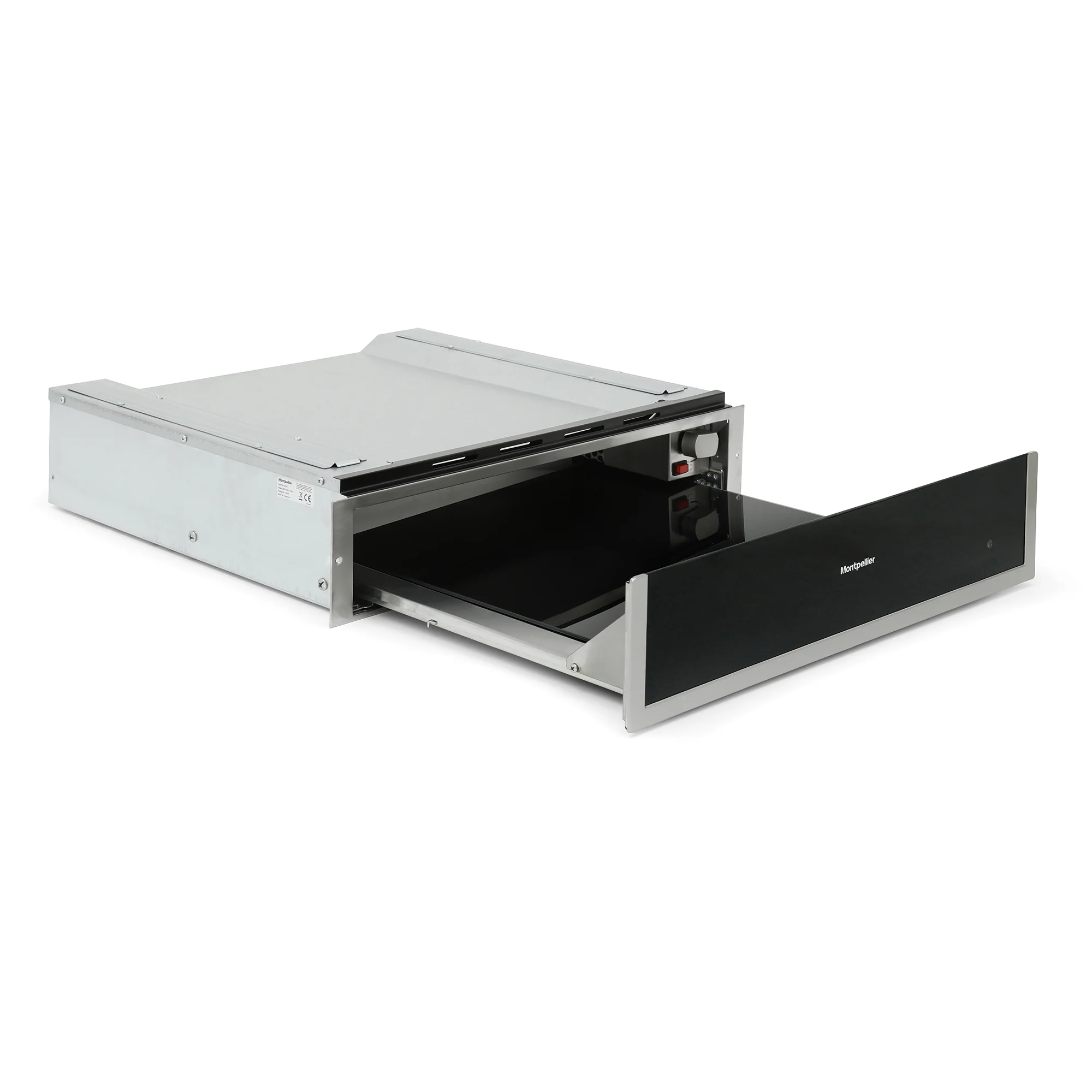 Montpellier WD140ST - Black Glass Warming Drawer with Stainless Steel Trim - Image 3