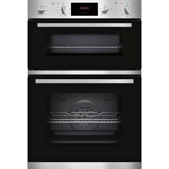 Neff U1GCC0AN0B - Black & Steel Built in Electric Double Oven - A energy