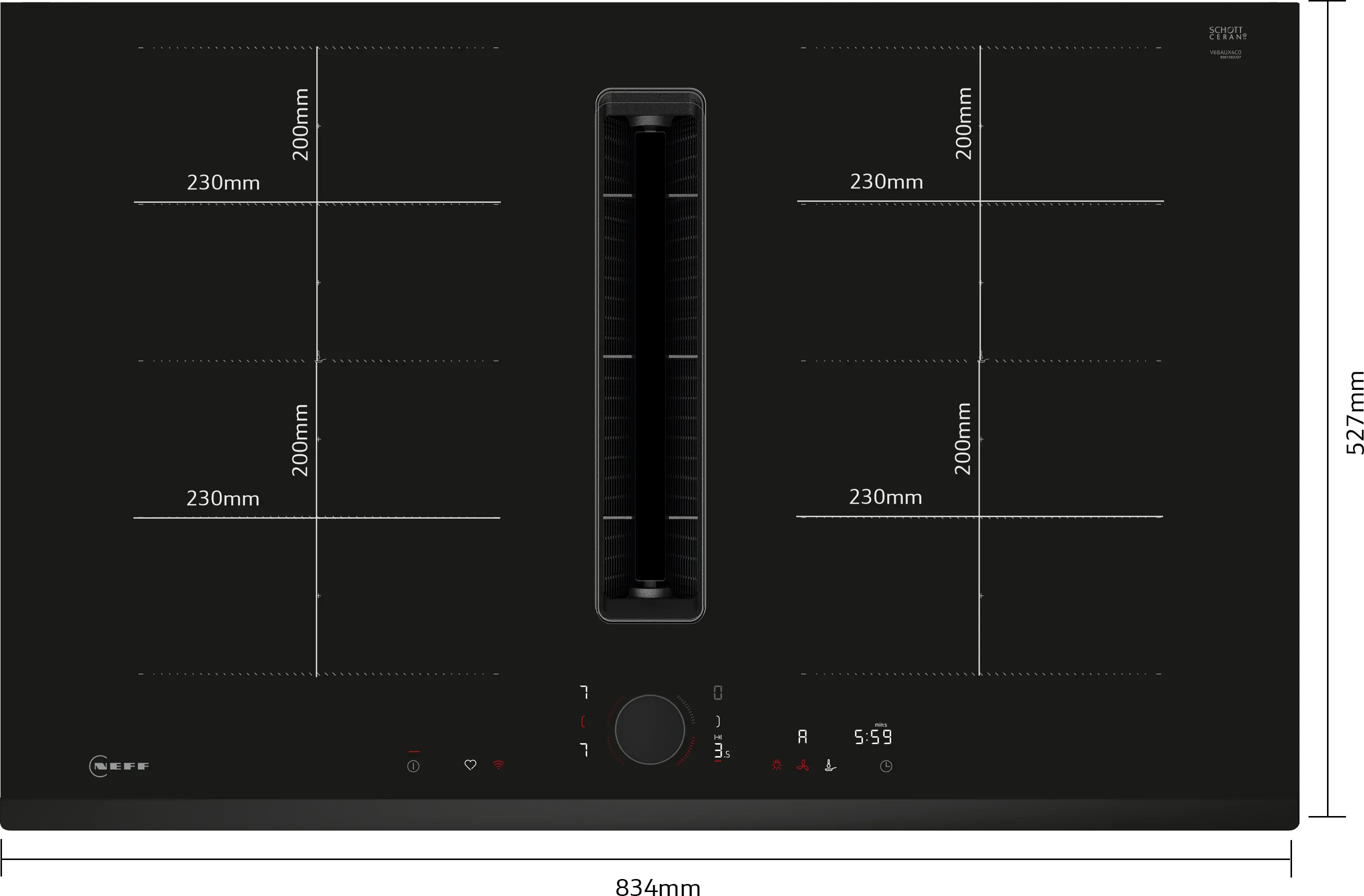 Neff V68FUX4L0 - Black Venting Induction Hob - 80cm - 4 Zones - B Energy - Image 4