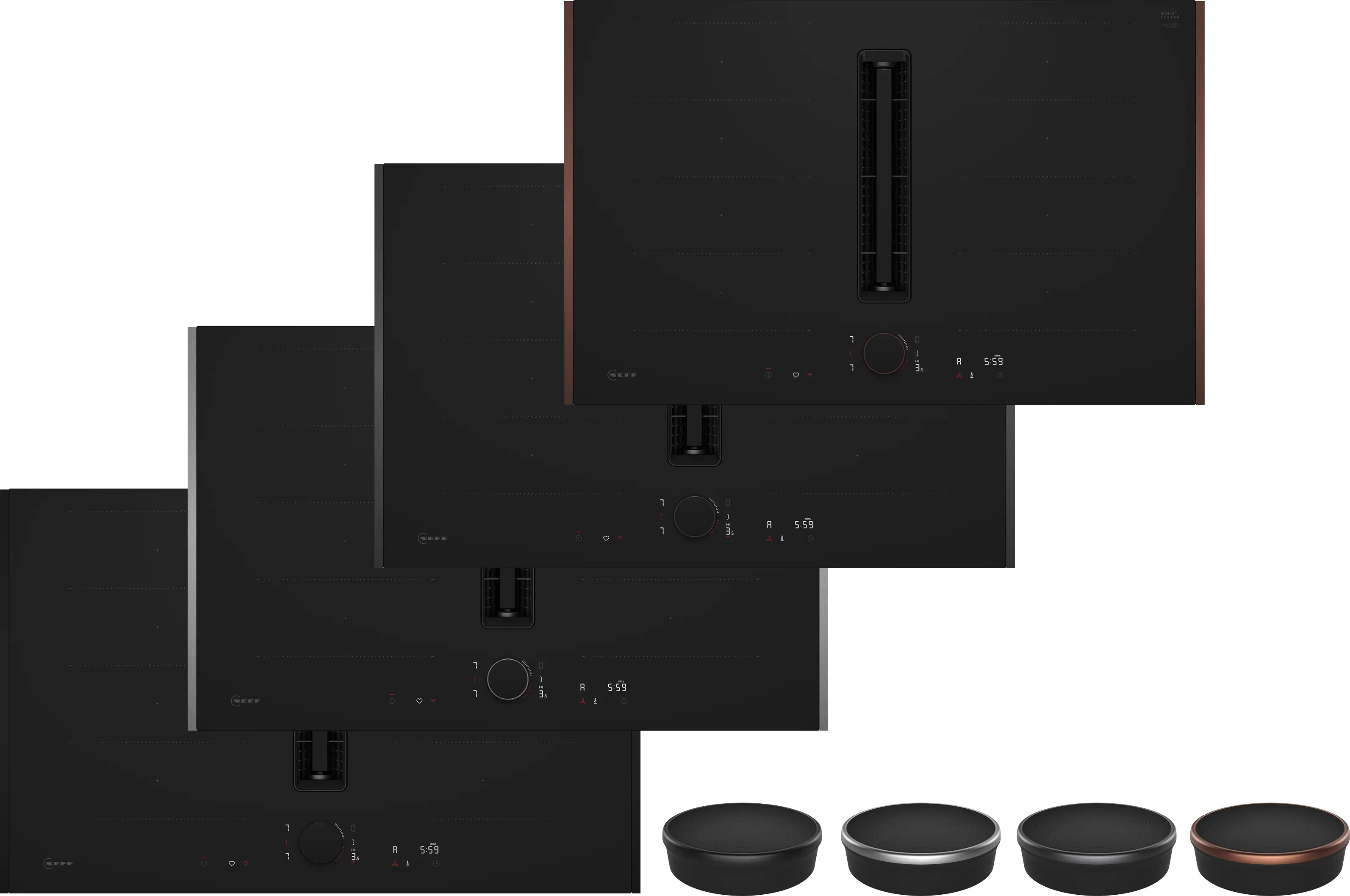 Neff V68YYX4B0 - Matt Black 80cm Induction Hob with Integrated Ventilation - 4 Zones - B Energy