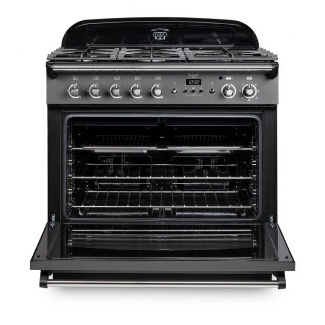 Rangemaster CLAS90FXDFFBL/C - Black/Chrome Range Cooker - 114L - A Rated - Image 4