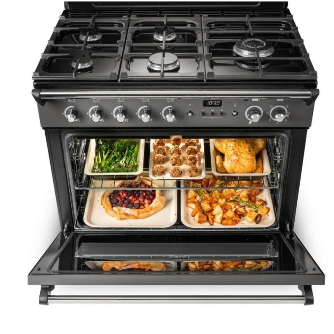 Rangemaster Classic FX CLAS90FXDFFSL/C - Slate/Chrome 90cm Range Cooker - Dual Fuel - A+++ Energy - Image 5