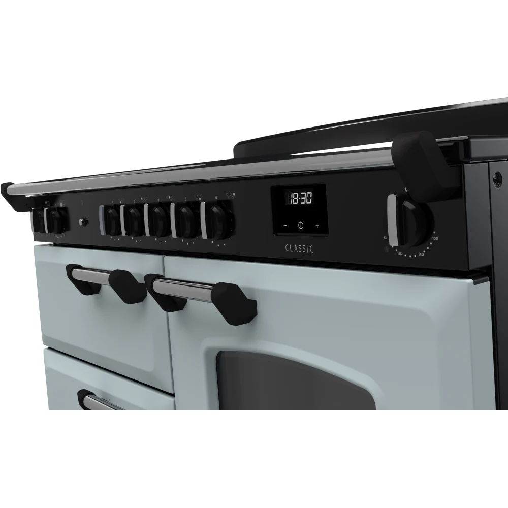 Rangemaster CLO110EIPMSB/CM1 Classic - Misty Blue / Chrome 110cm Induction Range Cooker - A Rated - Image 3