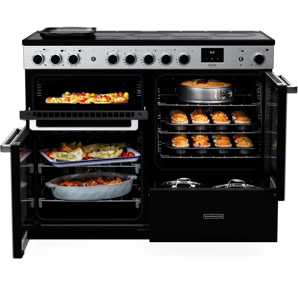 Rangemaster EDDLO110EIGBLK/CM1 Edge Deluxe 110cm Induction Black Glass/Chrome - Image 4