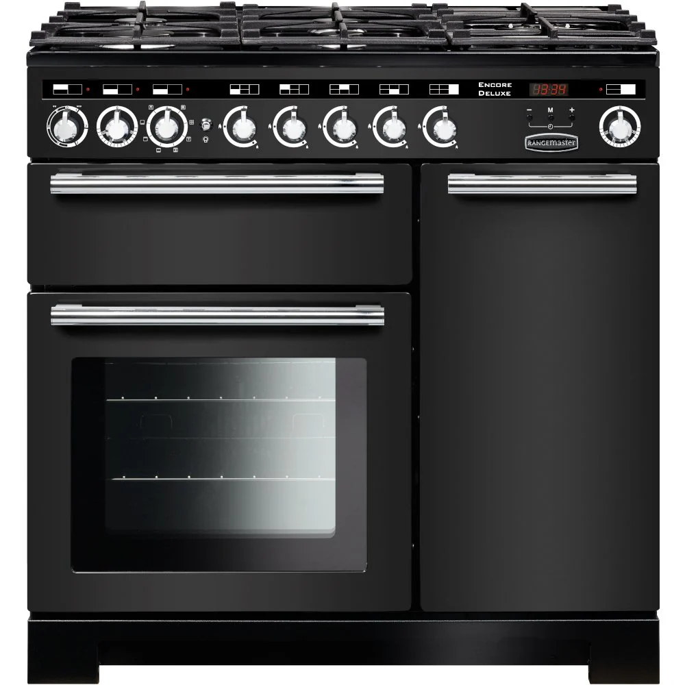 Rangemaster EDL90DFFCB/C - Charcoal Black Range Cooker - 90cm Dual Fuel - A Rated