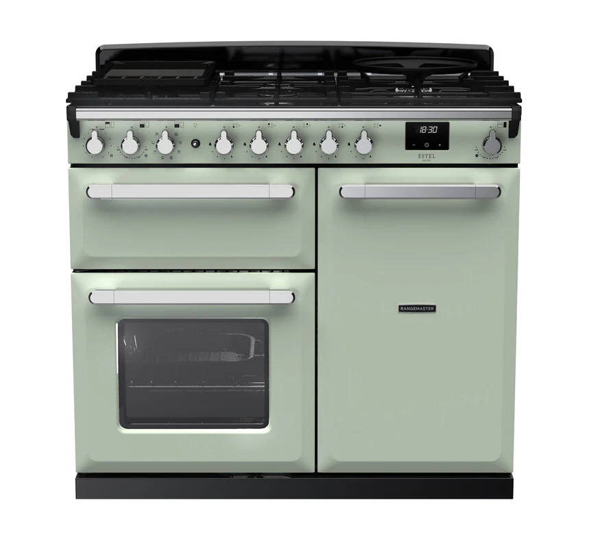 Rangemaster ESDL100DFPMNT/CM1 Estel Deluxe 100cm Dual Fuel Mint/Chrome