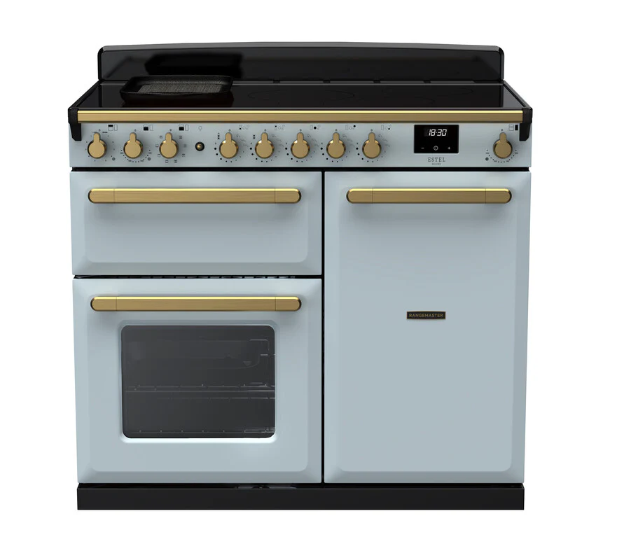 Rangemaster ESDL100EIPMSB/AB1 Estel Deluxe 100cm Induction Misty Blue/Antique Brass