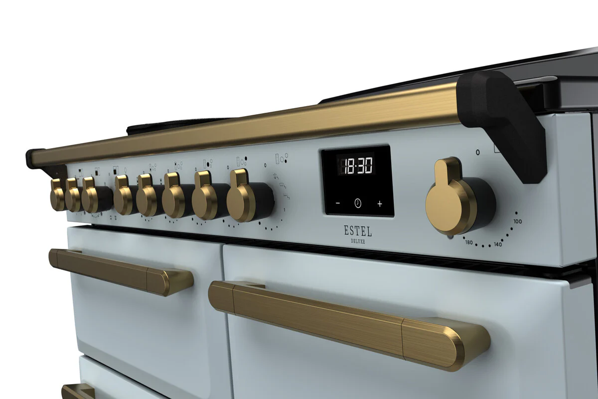 Rangemaster ESDL100EIPMSB/AB1 Estel Deluxe 100cm Induction Misty Blue/Antique Brass - Image 2