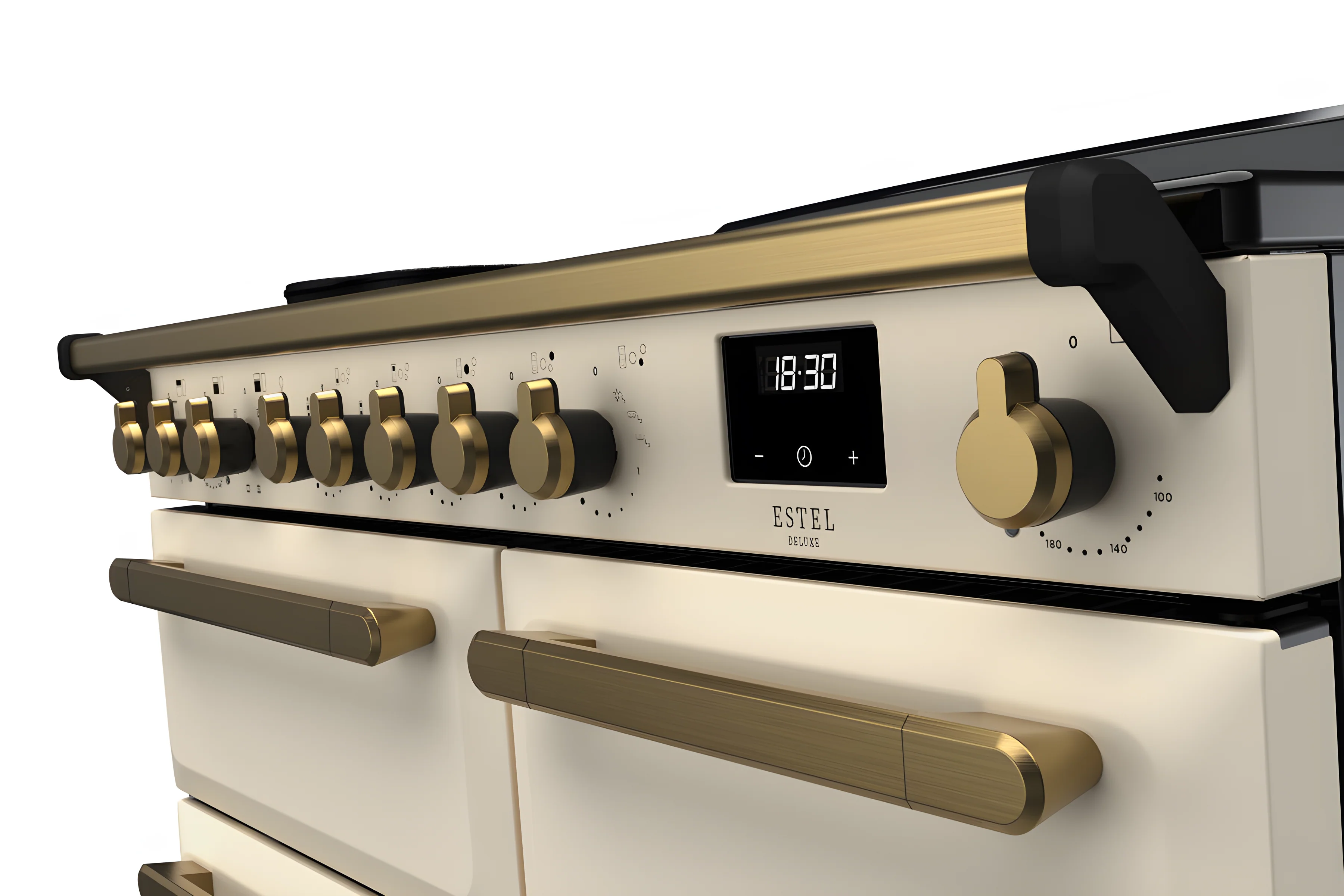 Rangemaster ESDL100EIPPCR/AB1 Estel Deluxe 100cm Induction Pale Cream/Antique Brass - Image 2