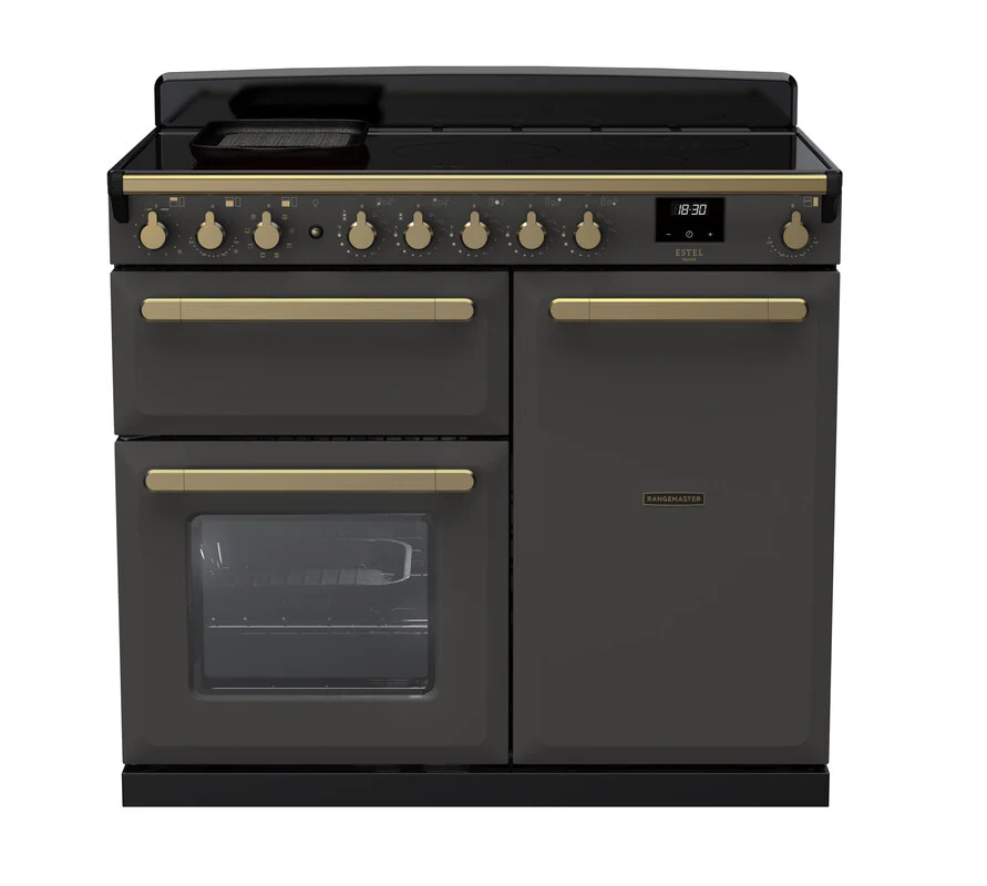 Rangemaster ESDL100EIPSLT/AB1 Estel Deluxe 100cm Induction Slate/Antique Brass