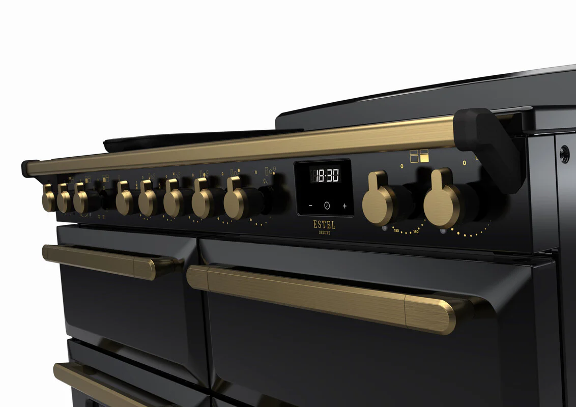 Rangemaster ESDLB110EIPGBL/AB1 Estel Deluxe 110cm BC Induction Black/Antique Brass - Image 3