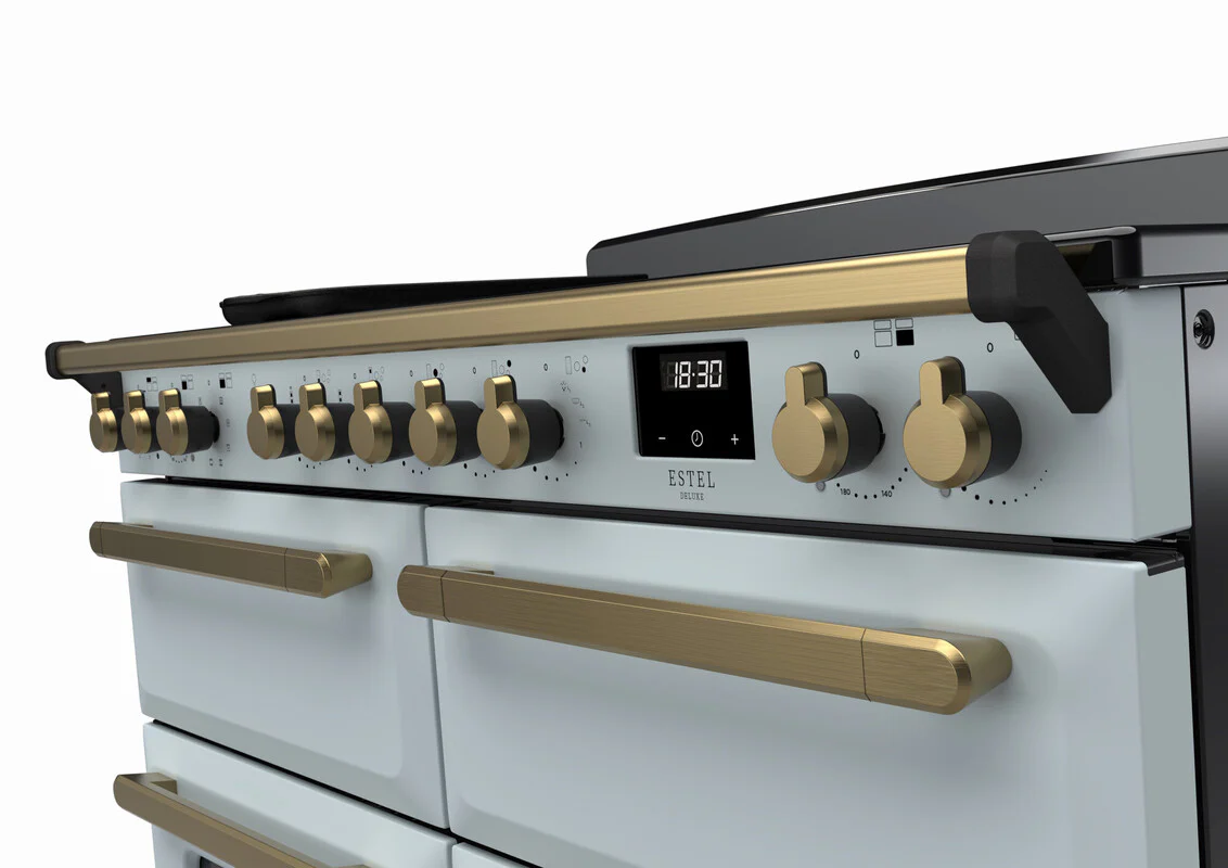 Rangemaster ESDLB110EIPMSB/AB1 Estel Deluxe 110cm BC Induction Misty Blue/Antique Brass - Image 3
