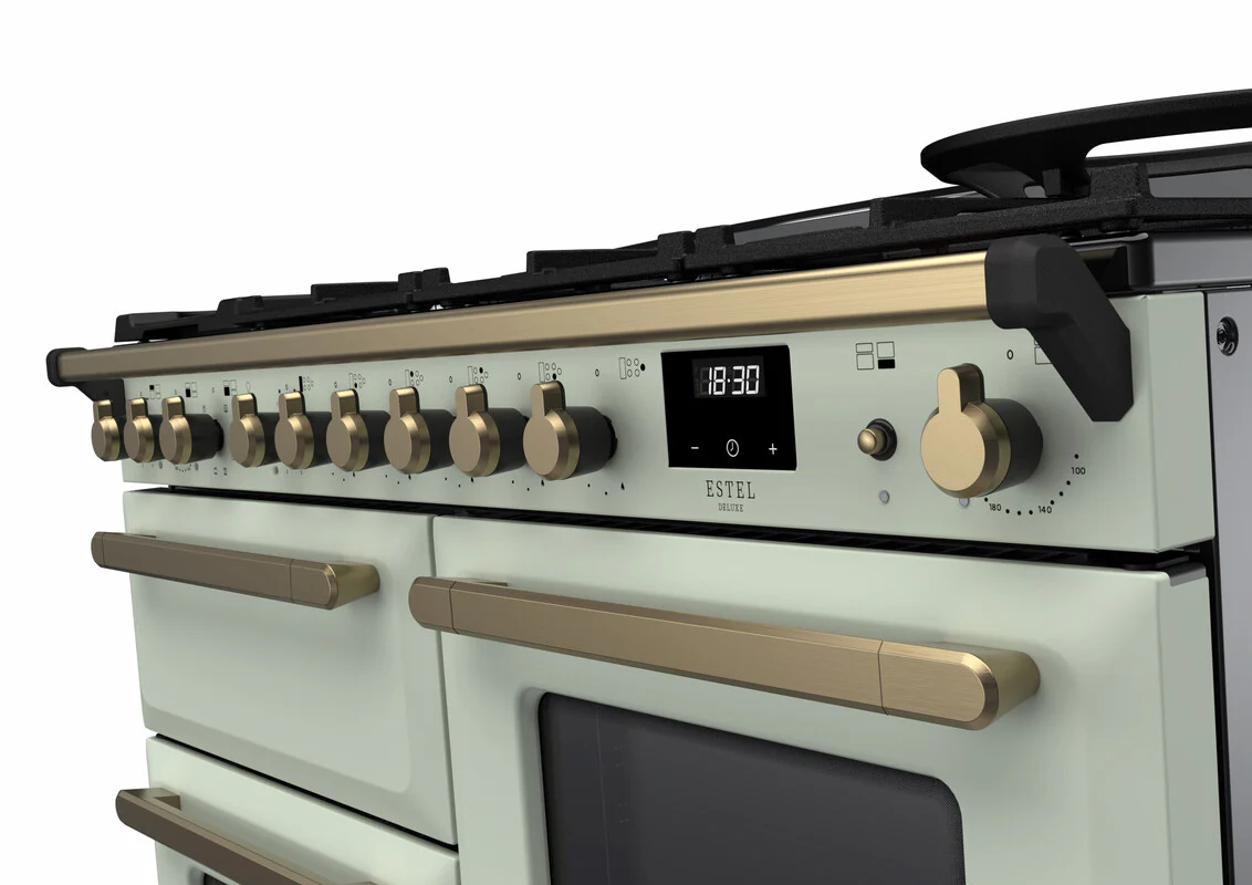 Rangemaster ESDLO110DFPMNT/AB1 Estel Deluxe 110cm Dual Fuel Mint/Antique Brass - Image 3