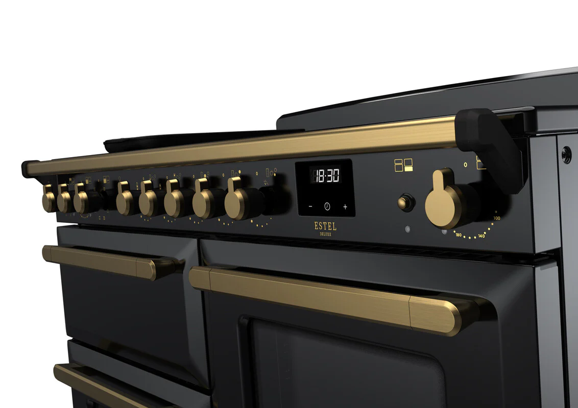 Rangemaster ESDLO110EIPGBL/AB1 Estel Deluxe 110cm Induction Black/Antique Brass - Image 3