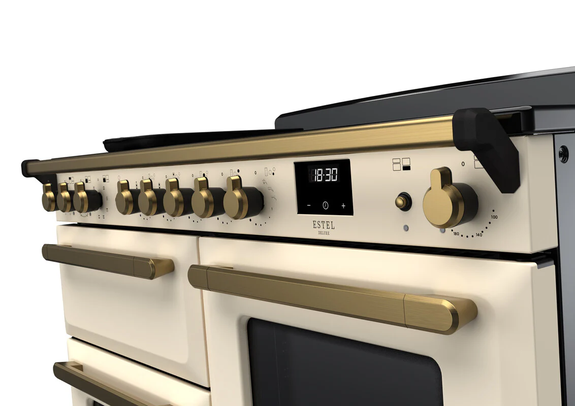 Rangemaster ESDLO110EIPPCR/AB1 Estel Deluxe 110cm Induction Pale Cream/Antique Brass - Image 2