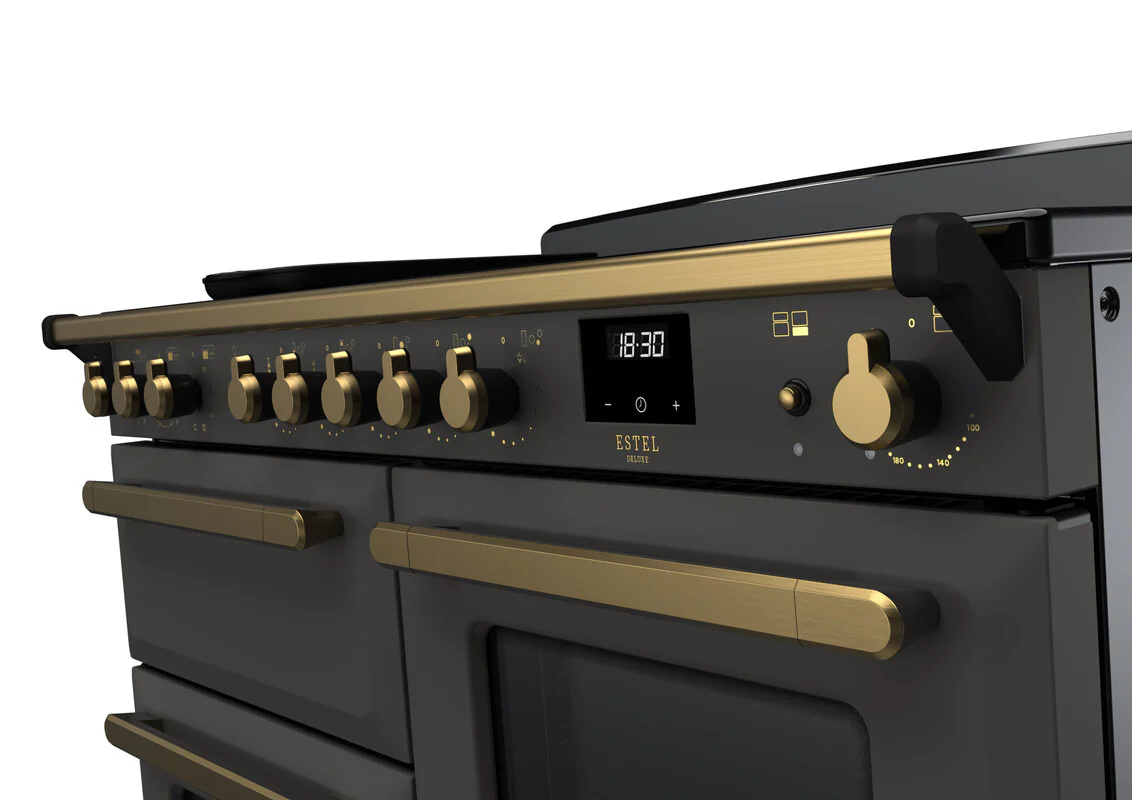 Rangemaster ESDLO110EIPSLT/AB1 Estel Deluxe 110cm Induction Slate/Antique Brass - Image 2