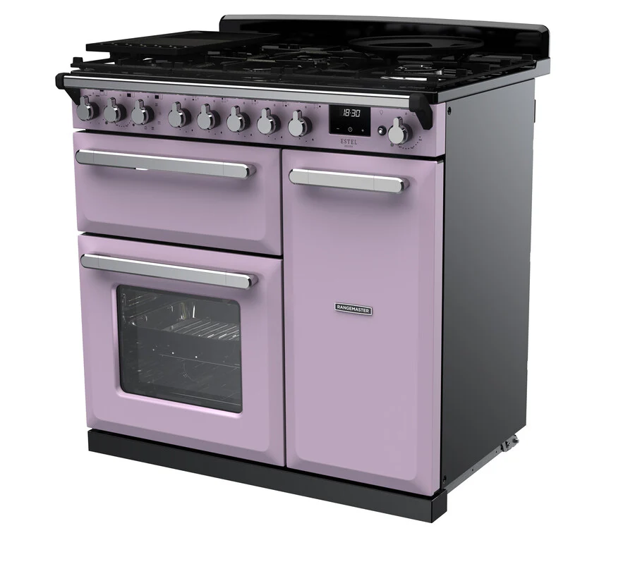 Rangemaster ESDL90DFPHTH/CM1 Estel Deluxe 90cm Dual Fuel Heather/Chrome - Image 3