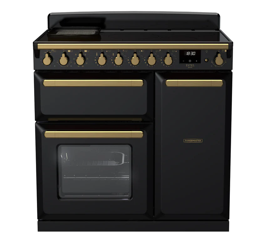 Rangemaster ESDL90EIPGBL/AB1 Estel Deluxe 90cm Induction Black/Antique Brass