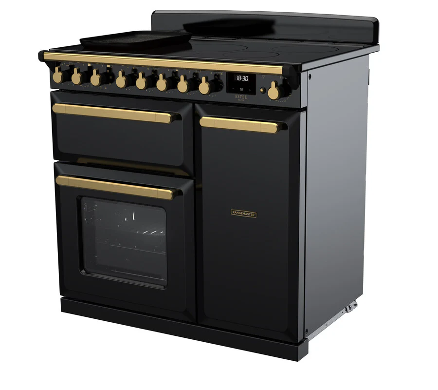 Rangemaster ESDL90EIPGBL/AB1 Estel Deluxe 90cm Induction Black/Antique Brass - Image 2