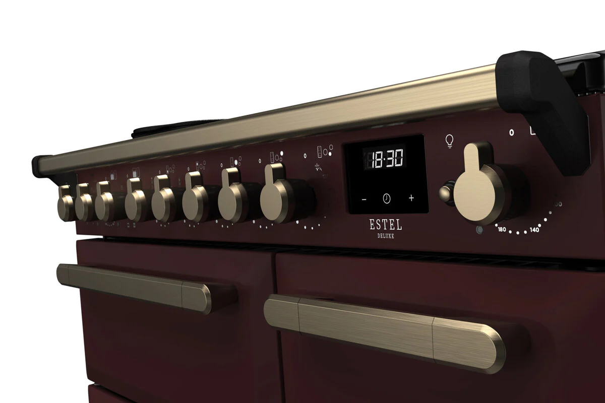 Rangemaster ESDL90EIPBOR/AB1 Estel Deluxe 90cm Induction Bordeaux/Antique Brass - Image 2
