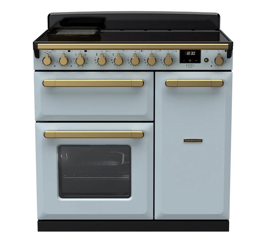 Rangemaster ESDL90EIPMSB/AB1 Estel Deluxe 90cm Induction Misty Blue/Antique Brass