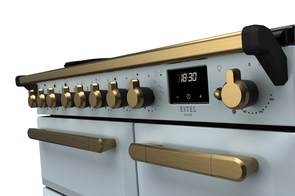 Rangemaster ESDL90EIPMSB/AB1 Estel Deluxe 90cm Induction Misty Blue/Antique Brass - Image 3