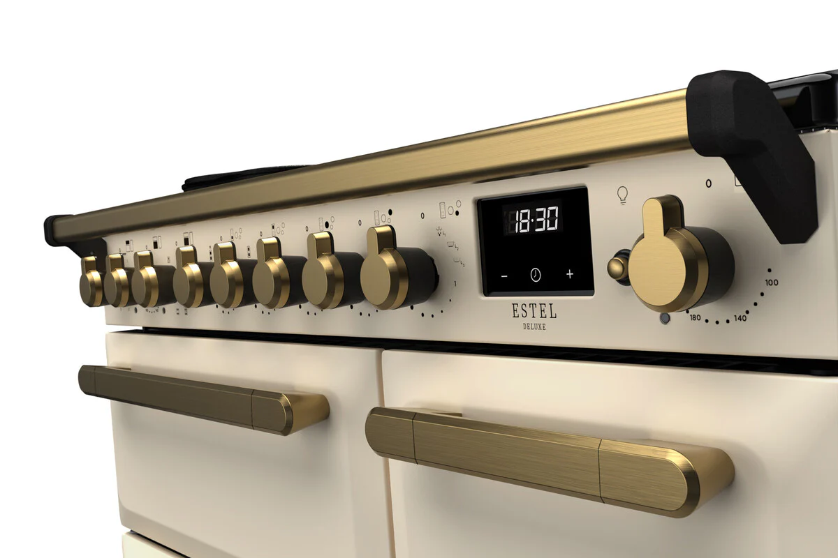 Rangemaster ESDL90EIPPCR/AB1 Estel Deluxe 90cm Induction Pale Cream/Antique Brass - Image 2