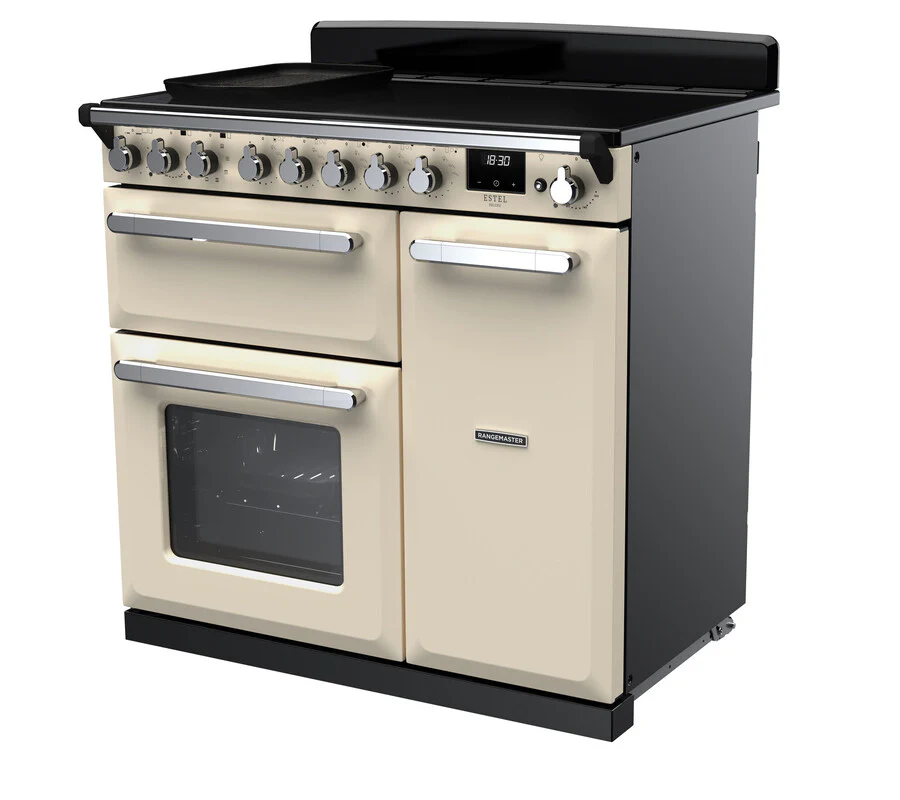 Rangemaster ESDL90EIPPCR/CM1 Estel Deluxe 90cm Induction Pale Cream/Chrome - Image 3