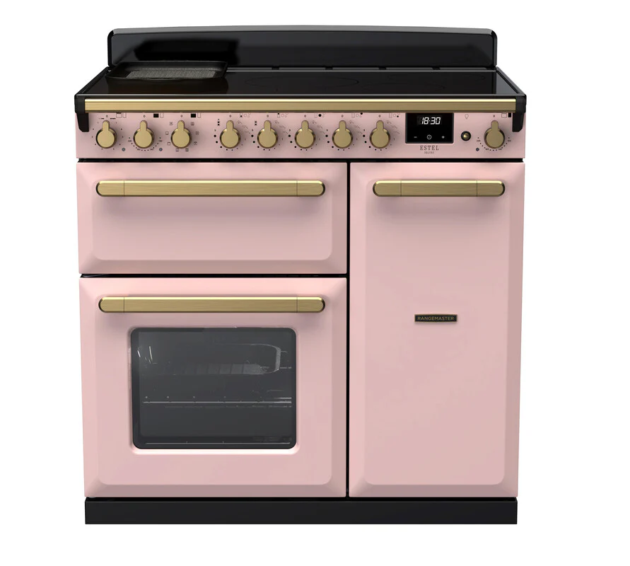 Rangemaster ESDL90EIPPPK/AB1 Estel Deluxe 90cm Induction Pale Pink/Antique Brass