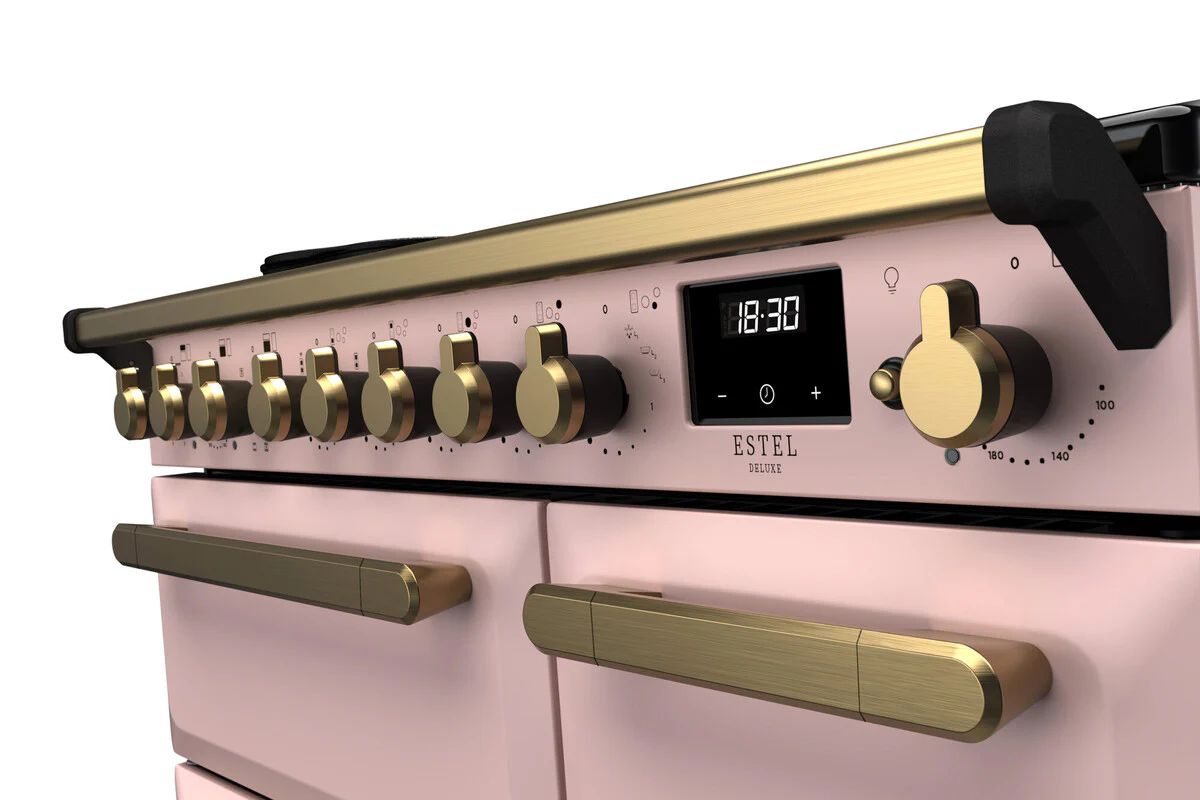 Rangemaster ESDL90EIPPPK/AB1 Estel Deluxe 90cm Induction Pale Pink/Antique Brass - Image 2